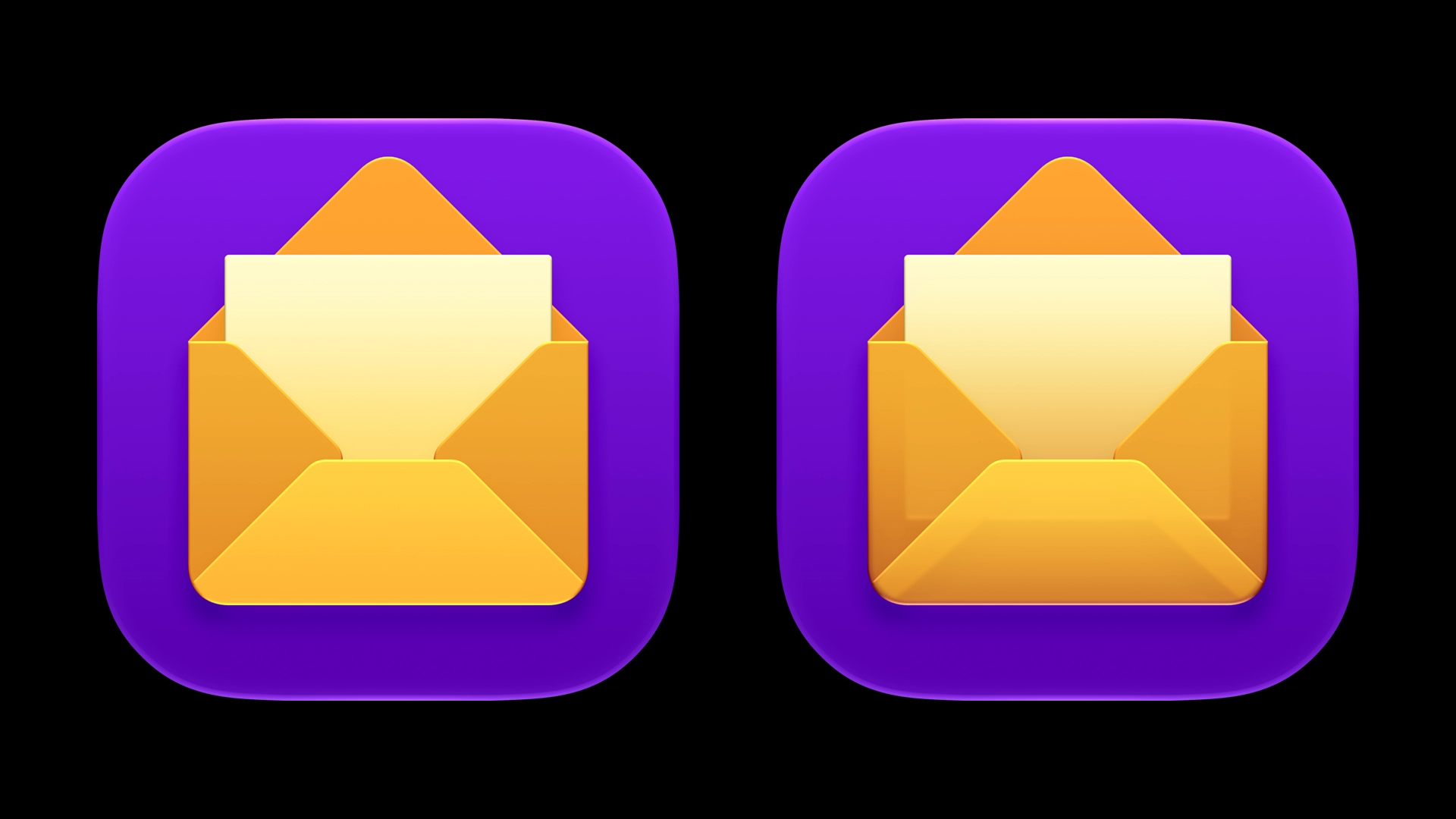 An invitation icon with no translucency, and the same icon with 50% translucency.
