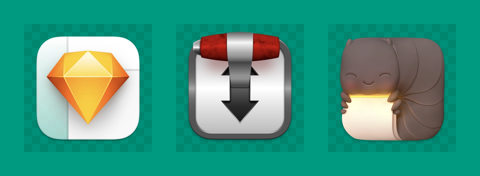 App icons for Sketch, Transmission, and Keka.